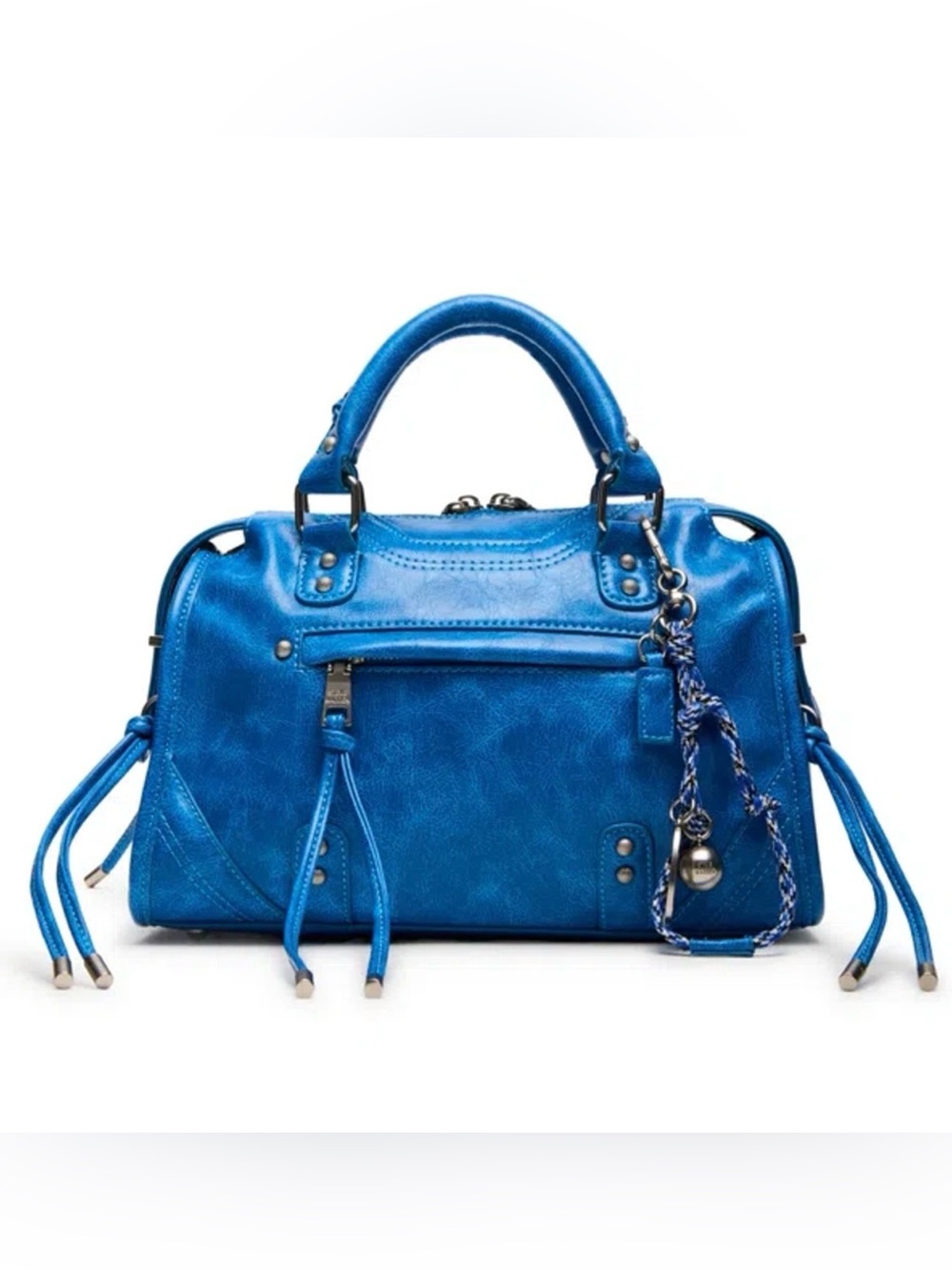 Steve Madden Briggs City Zipper Satchel in Azure Blue EUC